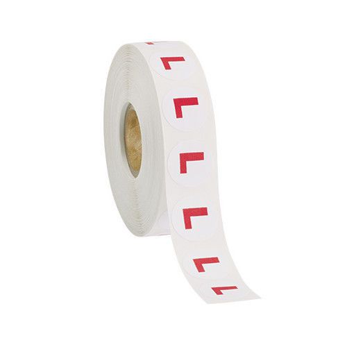 Roll of 1000 New Retails Size &#034;L&#034; Self-Adhesive Size Labels 3/4&#034; Diameter