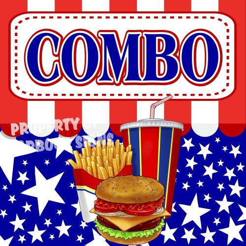Combo Decal 14&#034; Burgers Fries Drink Concession Food Truck Restaurant Stickers
