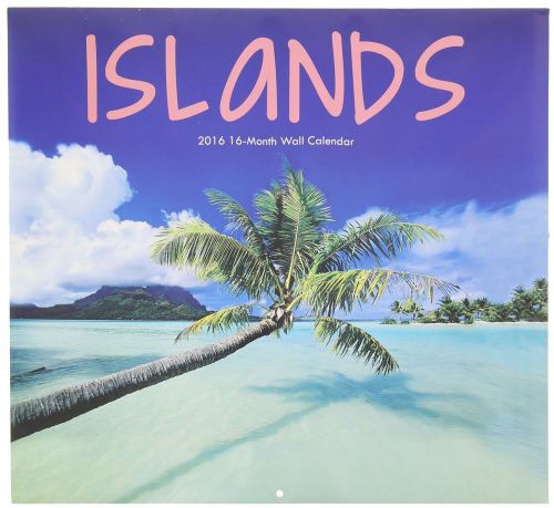 16-Month 2016 ISLANDS Wall Calendar NEW Scenic Tropical Beach Barbados Bahamas