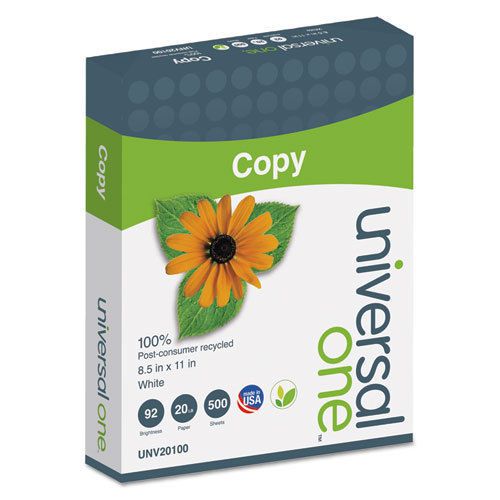 100% recycled copy paper, 92 brightness, 20lb, 8-1/2 x 11, white, 5000 shts/ctn for sale