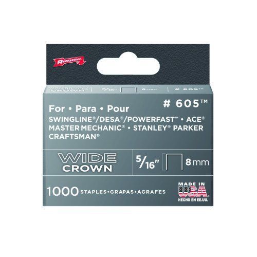 Arrow 605 wide crown swingline heavy duty 5/16-inch staples, 1,000-pack new for sale