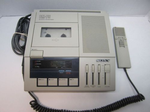 Vintage Sony BM-75 Dictator Transcriber Cassette Player Tape Machine W/Control