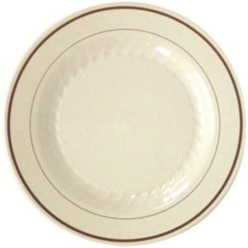WNA Inc MP10IPREM Masterpiece Plastic Plates, 10 1/4in, Ivory W/gold Accents,