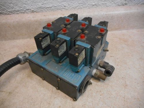 Mac pneumatic manifold block assy, 82a-0a-bka, w/ solenoid switch, works for sale