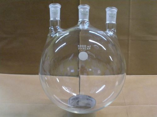 Pyrex 5000ml 5l 3-neck boiling distilling flask 24/40 organic synthesis chem lab for sale