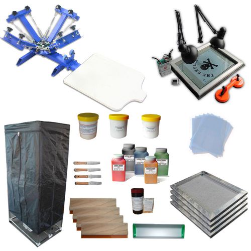 Full set 4 color 1 station screen printing low cost kit suitable for new hand for sale