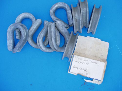 Lot of 10 pcs Crosby galvanized size 1/2&#034; wire rope thimbles