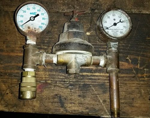 Air compressor gauges and regulator with quick disconnect fitting