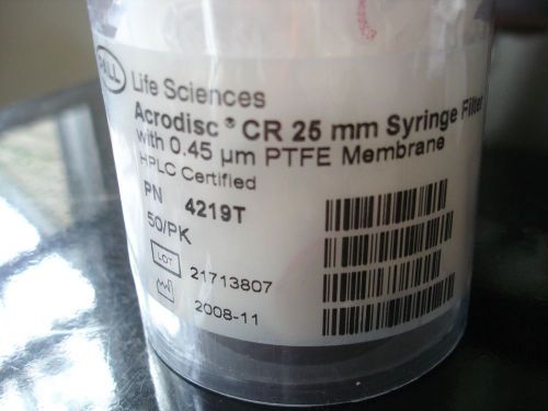 Pall acrodisc 25mm syringe filter with 0.45?m ptfe membrane, 50/pk , pn 4219t for sale
