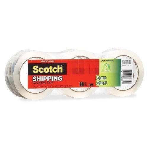 Scotch Sure Start Shipping Packaging Tape 1.88 Inches x 54.6 Yards 3 Rolls (3...