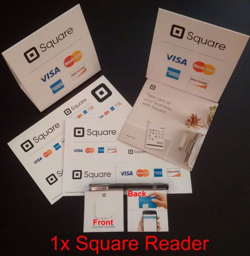 1x Square Credit Card Reader +2x Sticker +2x TableTent +1x Pen+Get Started Guide