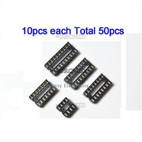 10pcs each 8,14,16,18,20 pin dip ic sockets adaptor solder type socket #7412228