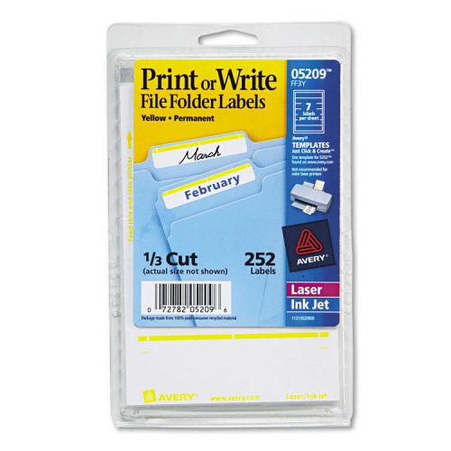 Avery print or write file folder labels 11/16 x 3 7/16 white/yellow bar 252/pack for sale