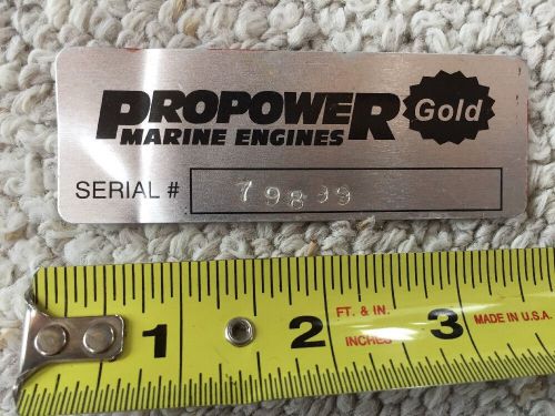 Vintage Engine ENGINE ID Block Serial No Metal Tag Sign Pro Power Marine Engine