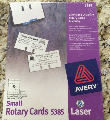 NEW AVERY 5385 Small White Rotary Cards 400 Laser Printer Inkjet Compatible Nib