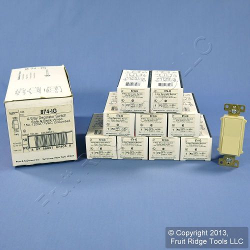 10 pass &amp; seymour ivory 4-way decorator rocker switches 15a 120/277v 874-ig for sale