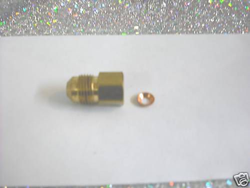 Brass adapter 1/4&#034; female flare x 3/8 male flare w/seal for sale