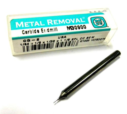 METAL REMOVAL Carbide End Mill 1/64&#034; 2FL 1/8&#034; x 1/32&#034; x 1-1/2&#034; M30900 [656]