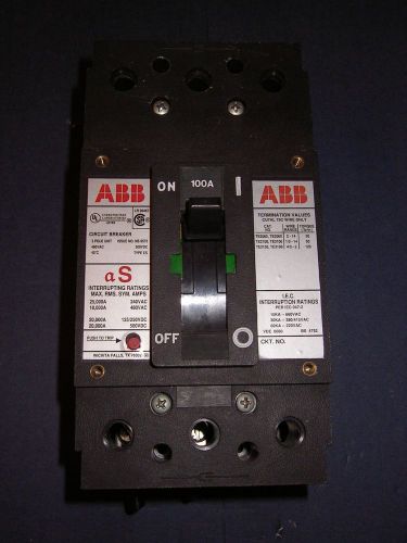 Abb lr 90467  100 amp pm-9326 3 pole 600vac 500vdc type es circuit breaker for sale