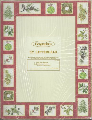 Geographics Letterhead stationary Christmas paper pkg 100 sheet 8.5 x 11  New