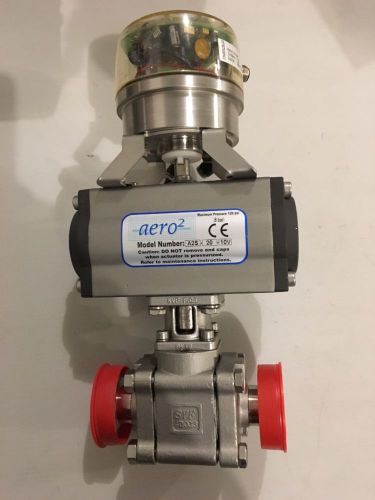 SVF Flow Controls 1&#034; Sanitary Clamp Ball Valve Actuator &amp; Switchbox 316L SS NEW