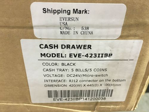 EverSun POS Epson Cash Drawer EVE-423IIBP Key Lock 4 Bills 8 Coin NEW!!!
