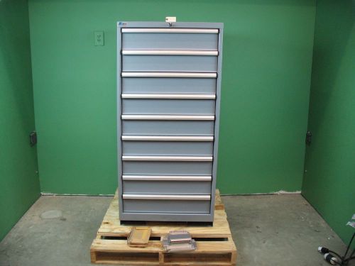 Lista 9 drawer industrial tool storage cabinet 59 x 28 x 28 w/ dividers for sale