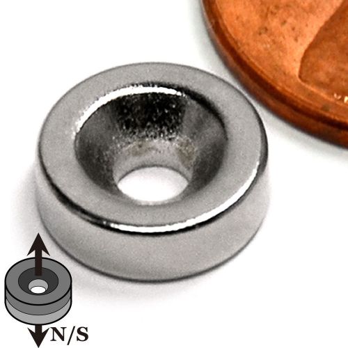 N42 CMS Magnetics® Neodymium Disc Magnets 3/8x1/8&#034; with one #4 Countersunk Hole