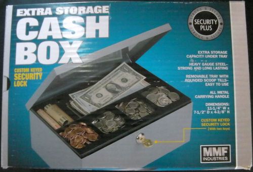 MMF 221618201 Heavy Gauge Gray Steel Cash Box w&#039; Key Lock 11.25&#034; x 7.5&#034; x 4.375&#034;
