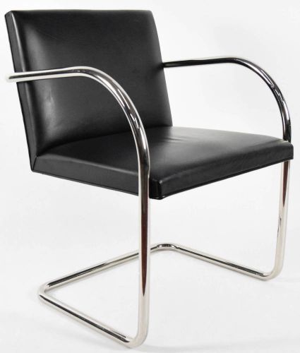 Black Leather Tubular Knoll Brno Chair - Pair of two (2)