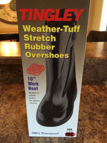 Tingley 10&#034; Work Boot Stretch Rubber ButtonBlack Overshoes 3XL Fits 14- 15-1/2