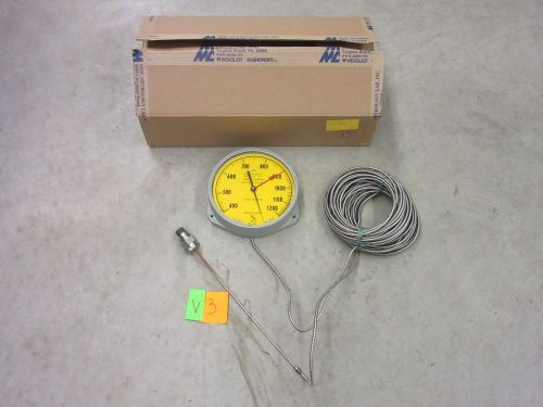 Ashcroft gas thermal capillary thermometer 400 1200 deg f large 8.5&#034; dial gauge for sale