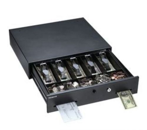 Locking Cash Drawer with Alarm and Key in Black Steel (Retail $253)
