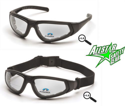 Pyramex safety xsg readers 1.5 clear anti fog goggle glasses bifocal gb4010str15 for sale