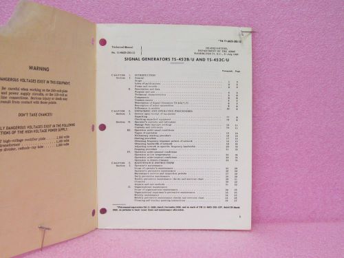 Military Manual TS-452B/U, TS-452C/U Signal Generator  Oper. &amp; Maint. Manual