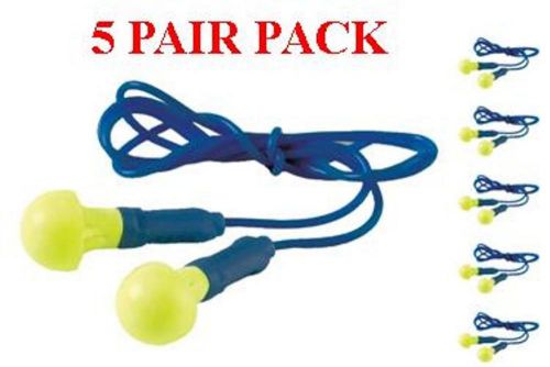 318-1001 3M EAR Push Ins Plugs With Safety Cord - 5 Pair Pack - Free Shipping!!