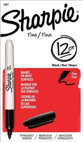 Sharpie Permanent Markers, Fine Point, Black, 12 Pack (30001) Case of 24 Dozens