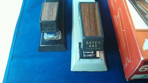 Vintage Bates 640 custom grey + wood grain stapler w/box sears 105 stapler