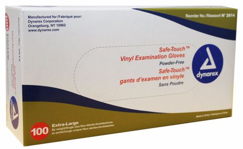 Dynarex Safe-Touch PF Vinyl Exam Gloves Box of 100 (50 Pairs) Size X-Large #2614