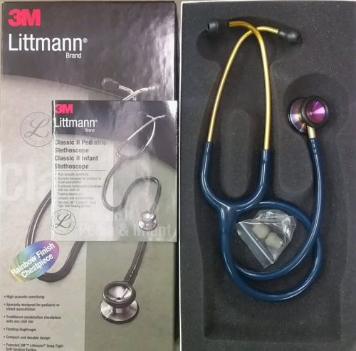 3M Littmann Classic II Pediatric Stethoscope Caribbean Blue 28&#034; 2153 Rainbow Fin