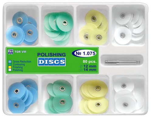 Set of Dental Finishing Polishing discs 12mm +14 mm Sof Lex type, 80Pcs +mandrel