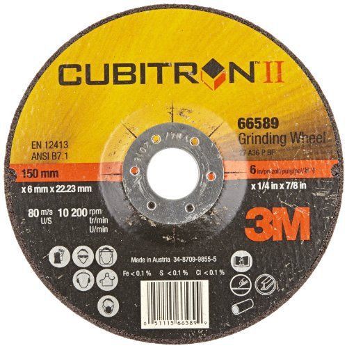 3m cubitron ii depressed center grinding wheel t27, ceramic grain, 6&#034; diameter x for sale