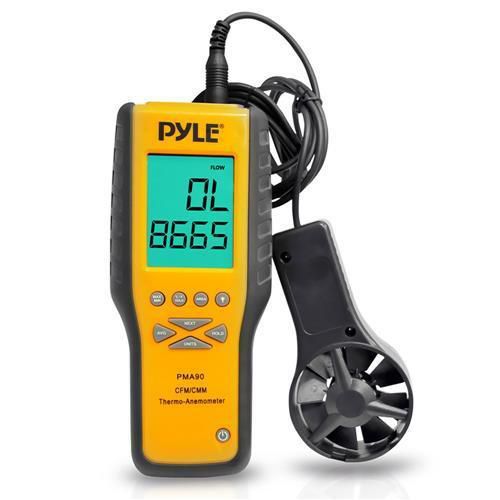 New pyle pma90 digital anemometer thermometer air velocity flow temperature/case for sale