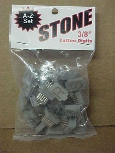 Stone Tattoo Digits Set 3/8&#034; Complete Letter Set A-Z  Metal w/Plastic NEW