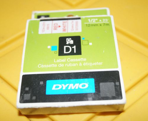 DYMO Genuine Labeling Tape, D1, Split Back, Adhesive 1/2&#034;x23&#039; Red on White 45015