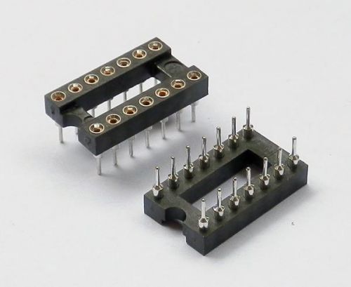 2pcs Round hole 14pin Pitch 2.54mm DIP IC Sockets Adaptor