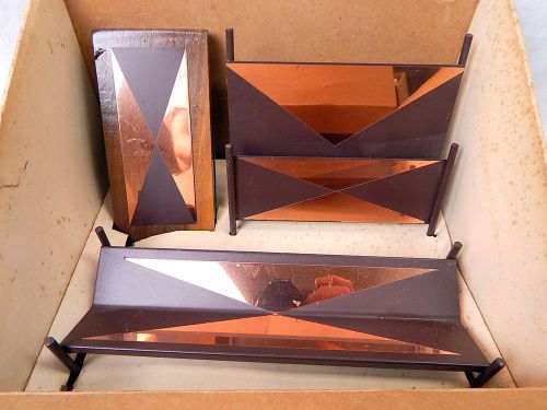 Vintage solitaire woodlin hall tony paul deco copper mod desk set original box for sale