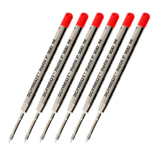 Schmidt p900 parker style ball pen refill, medium, red, pack of 6 (90013) for sale