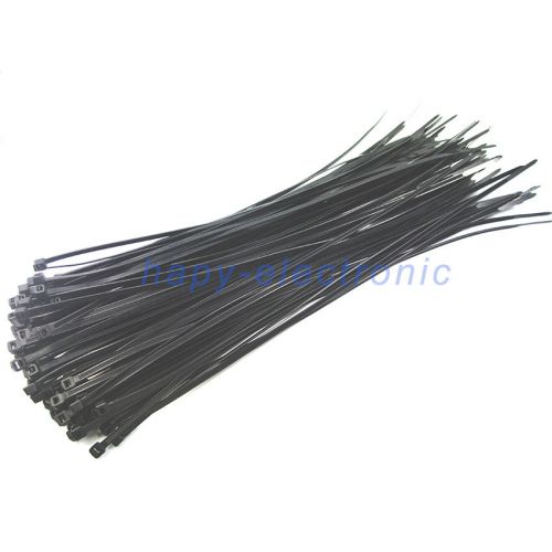 50pcs 4mm x 300mm black nylon plastic zip wrap cable loop ties wire self-locking for sale