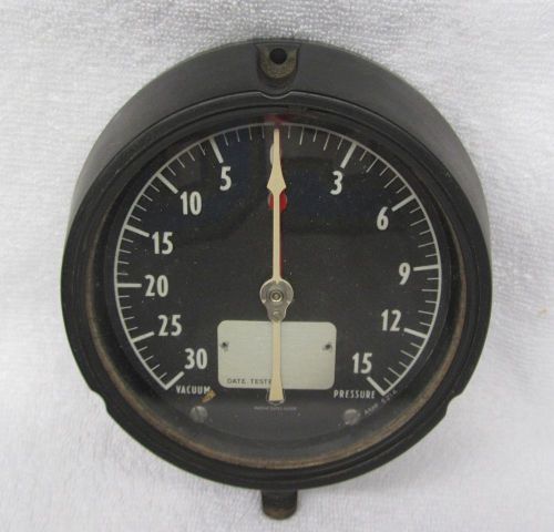 Vintage ashcroft amp6214 gauge 5.75&#034; dia pressure vacuum meter old steampunk usa for sale